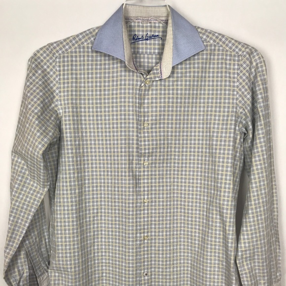 Robert Graham Men's Shirt Blue Yellow Size 41 16 - Picture 1 of 8